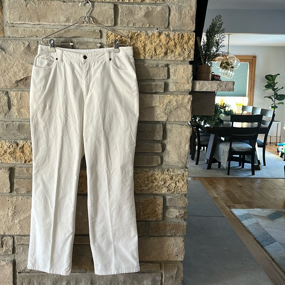 Style & Co White Corduroy High Waisted Boot Cut Pants Size 14